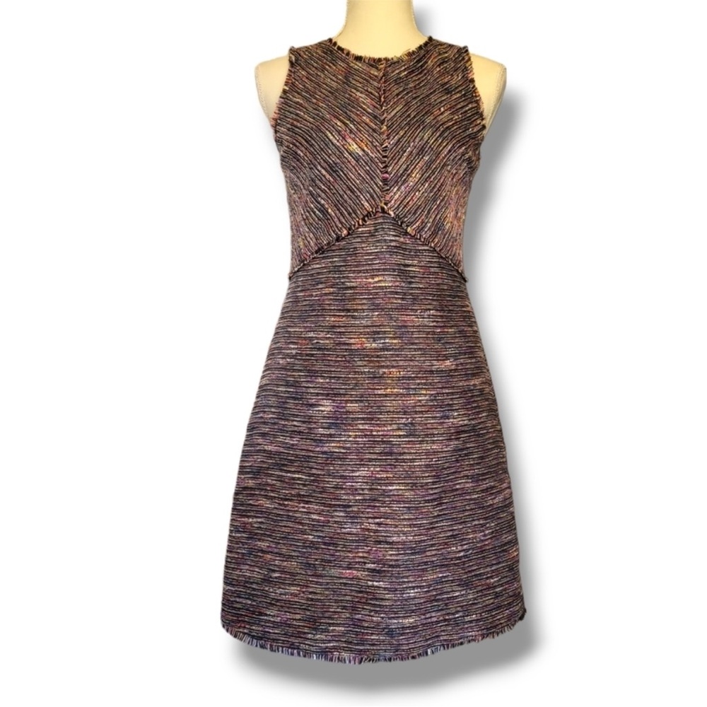 Sam Edelman Tweed Multicolored Fringe Business Casual‎ Dress Size 2